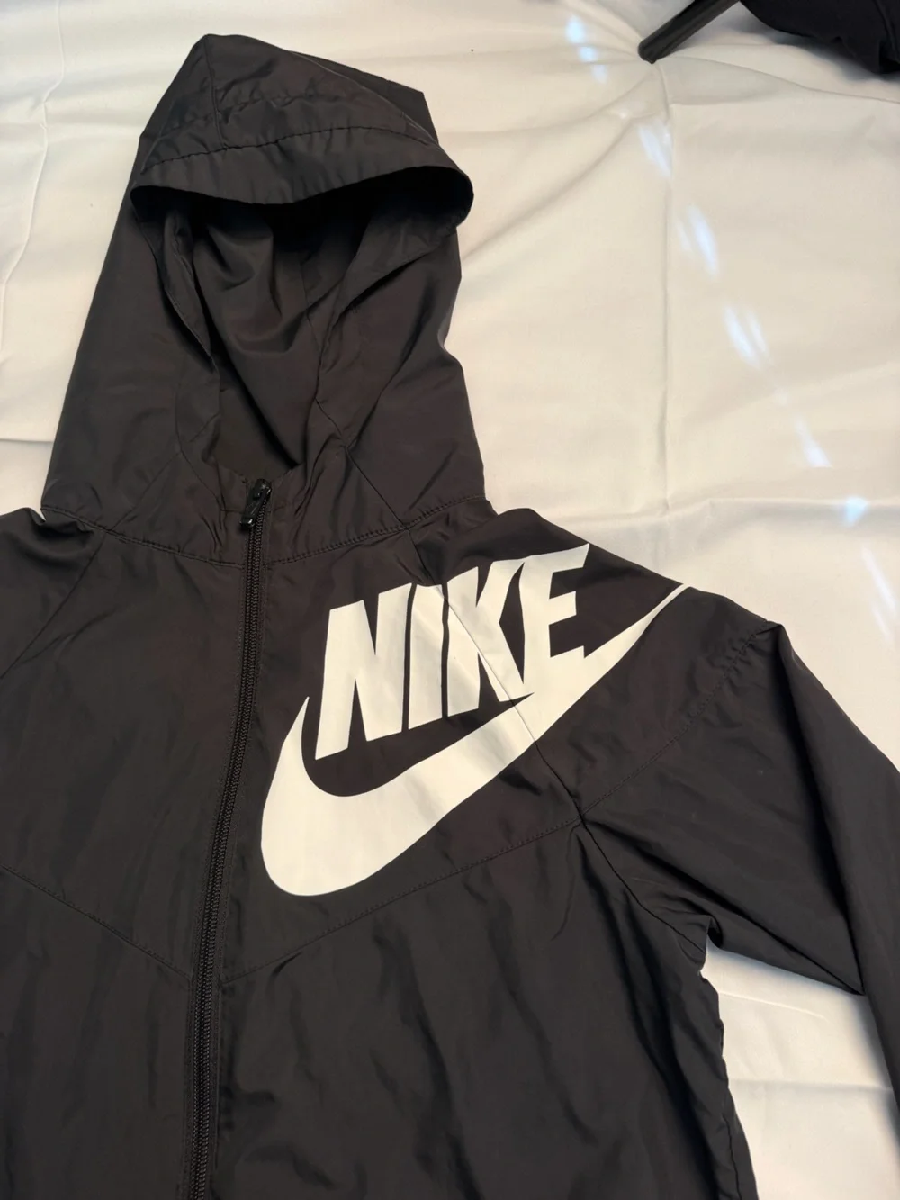 Boy’s Nike Black Windbreaker Jacket with White Logo